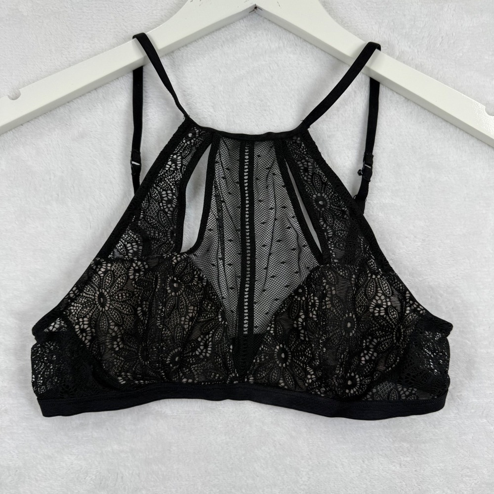 Victoria's Secret Very Sexy Black‎ Floral Lace High Neck Bralette Small
